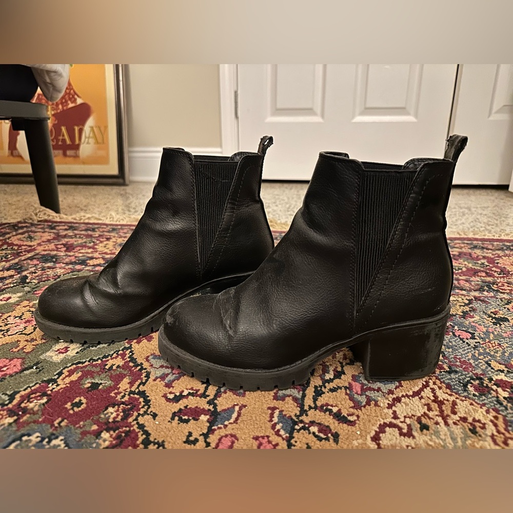 Black Leather Ankle Boots